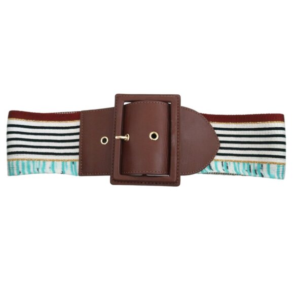 MISSONI wide striped stretch belt sz S main image 6